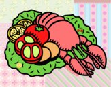 Dibujo Langosta con verduras pintado por LunaLunita