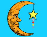 Dibujo Luna y estrella pintado por LunaLunita