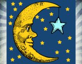 Dibujo Luna y estrella pintado por queyla