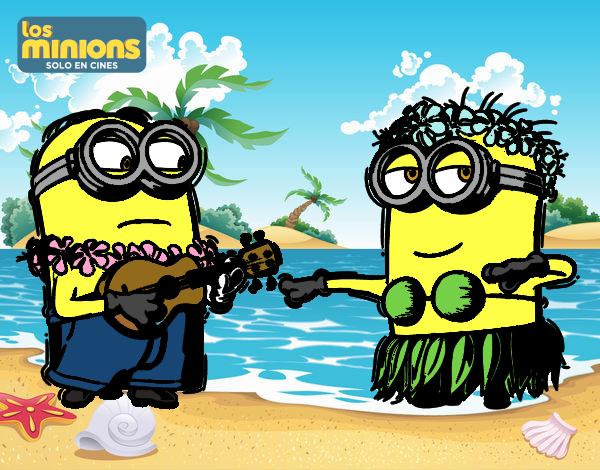 los minions en la playa