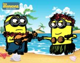 Dibujo Minions - Dave y Phil pintado por Oihana