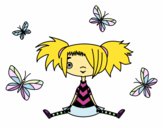 Niña con mariposas