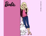 Dibujo Barbie con cazadora de cuadros pintado por kjdfshiudf