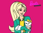 Dibujo Barbie con su linda gatita pintado por kjdfshiudf