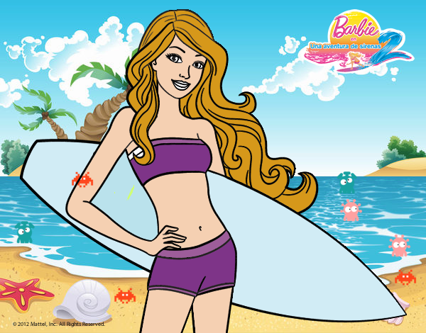 Barbie con tabla de surf