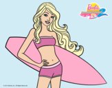 Dibujo Barbie con tabla de surf pintado por kjdfshiudf