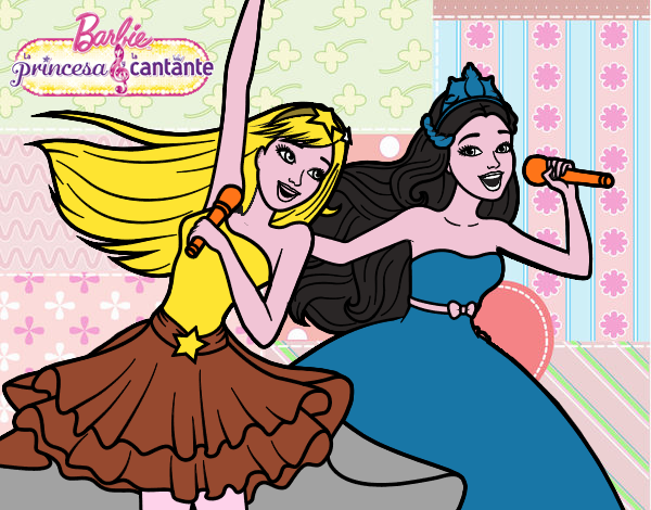 Barbie y la princesa cantando