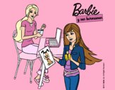 Dibujo Barbie y su hermana merendando pintado por kjdfshiudf