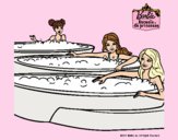 Dibujo Barbie y sus amigas en el jacuzzi pintado por kjdfshiudf