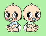 Dibujo Bebés gemelos pintado por kjdfshiudf