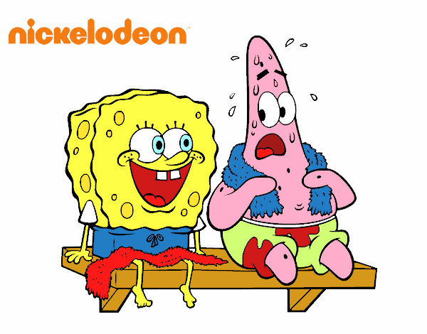 Bob Esponja y Patricio en bañador