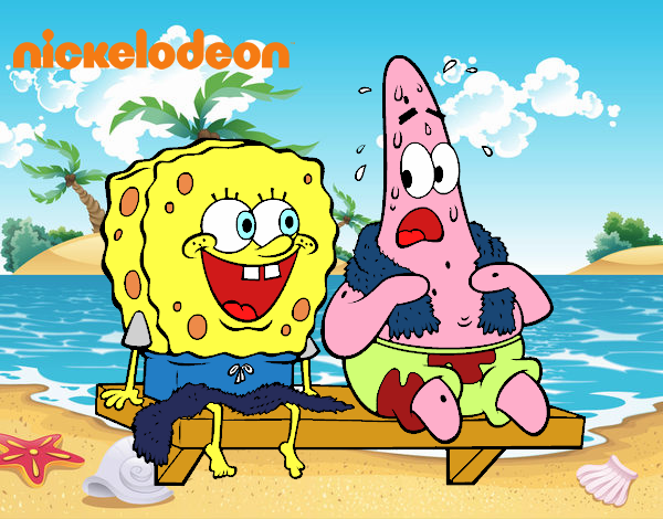 Bob Esponja y Patricio en bañador