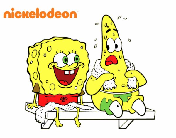 Bob Esponja y Patricio en bañador