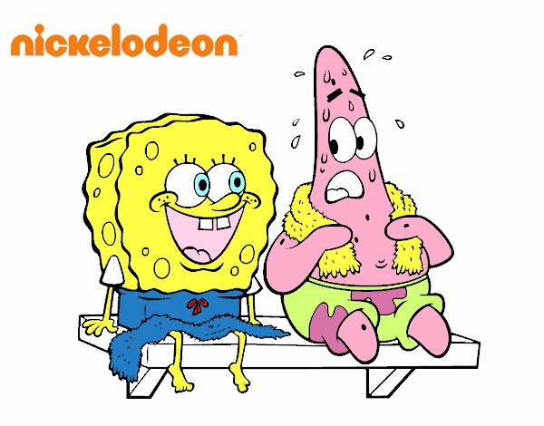 Bob Esponja y Patricio en bañador