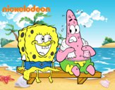 Bob Esponja y Patricio en bañador