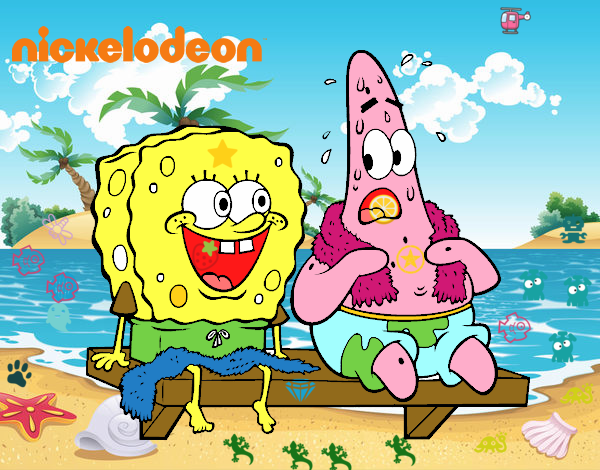 Bob Esponja y Patricio en bañador