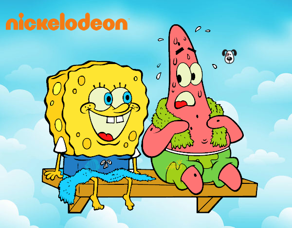 Bob Esponja y Patricio en bañador