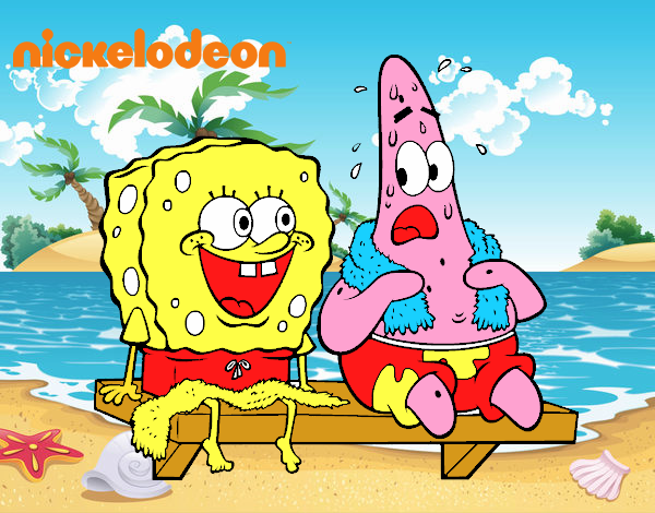 Bob Esponja y Patricio en bañador