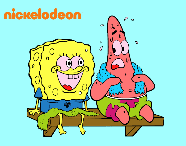 Bob Esponja y Patricio en bañador