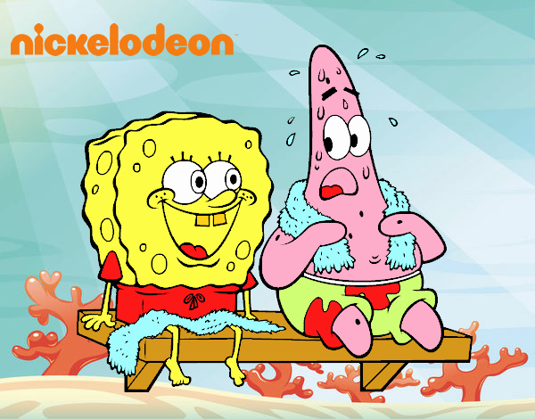 Bob Esponja y Patricio en bañador