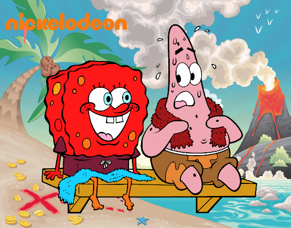 Bob Esponja y Patricio en bañador