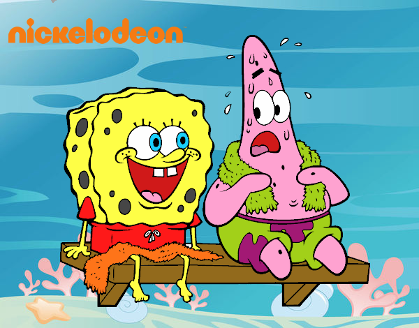 Bob Esponja y Patricio en bañador