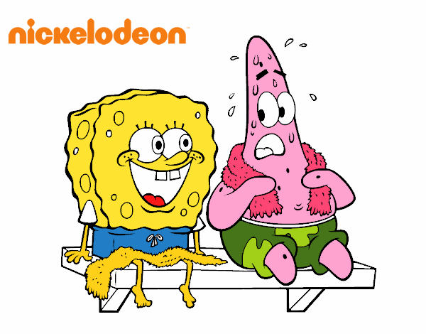 Bob Esponja y Patricio en bañador