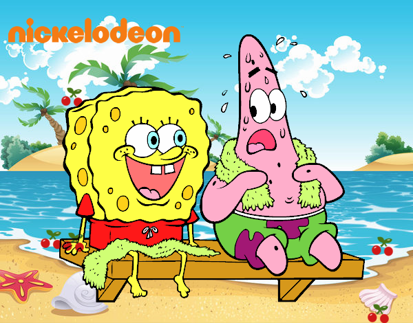 Bob Esponja y Patricio en bañador