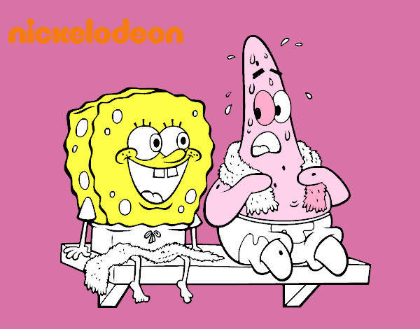 Bob Esponja y Patricio en bañador