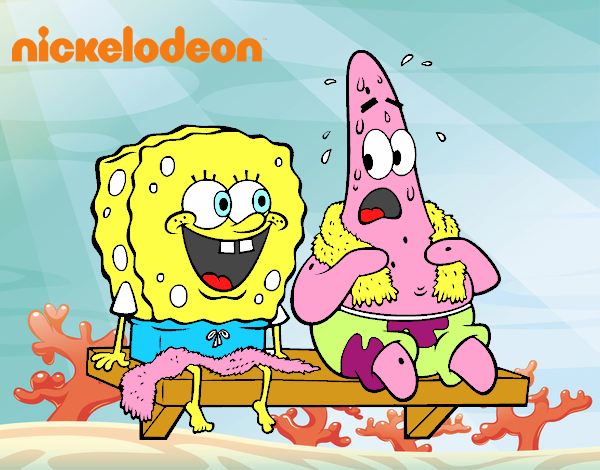 Bob Esponja y Patricio en bañador