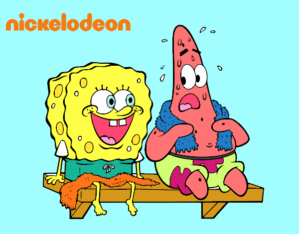 Bob Esponja y Patricio en bañador