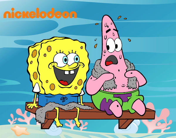 Bob Esponja y Patricio en bañador