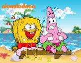 Bob Esponja y Patricio en bañador