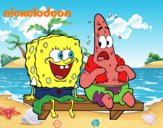 Bob Esponja y Patricio en bañador