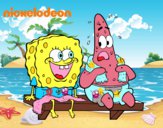 Bob Esponja y Patricio en bañador