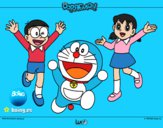Dibujo Doraemon y amigos pintado por kjdfshiudf