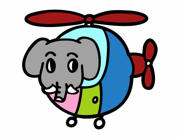 Helióptero con elefante