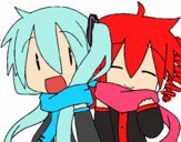 Miku y Len con bufanda