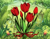Dibujo Tulipanes con lazo pintado por queyla