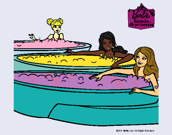 Barbie y sus amigas en el jacuzzi