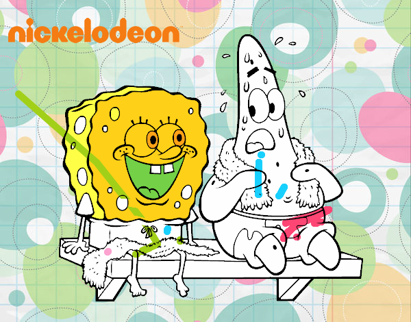 Bob Esponja y Patricio en bañador