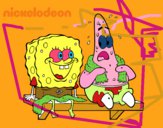 Bob Esponja y Patricio en bañador