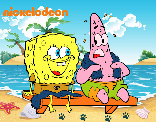 Bob Esponja y Patricio en bañador