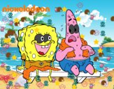 Bob Esponja y Patricio en bañador