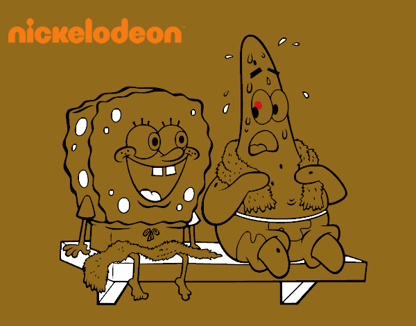 Bob Esponja y Patricio en bañador