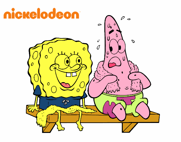 Bob Esponja y Patricio en bañador