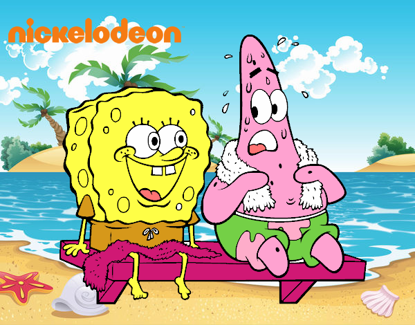 Bob Esponja y Patricio en bañador