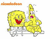 Bob Esponja y Patricio en bañador