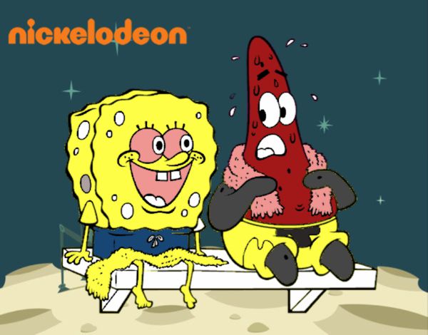 Bob Esponja y Patricio en bañador