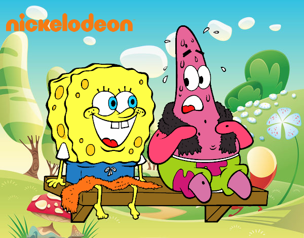 Bob Esponja y Patricio en bañador